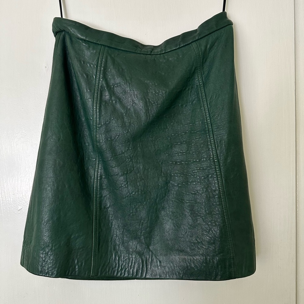 DKNY Green Leather Skirt